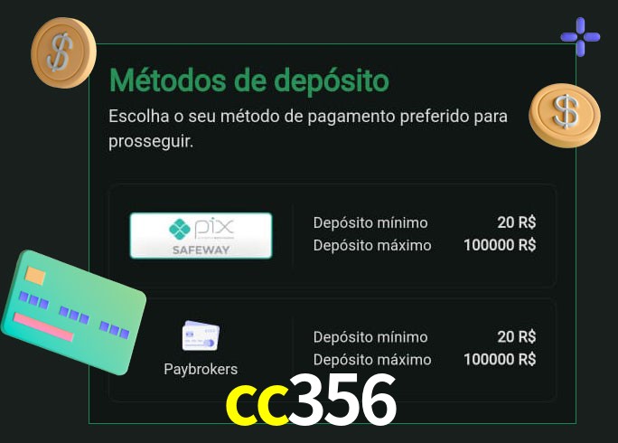O cassino cc356 oferece uma grande variedade de métodos de pagamento